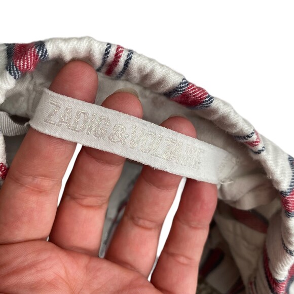 Zadig & Voltaire Womens M Red Pinstripe Ankle Trouser Button Fly Coastal Cowgirl - Picture 3 of 14